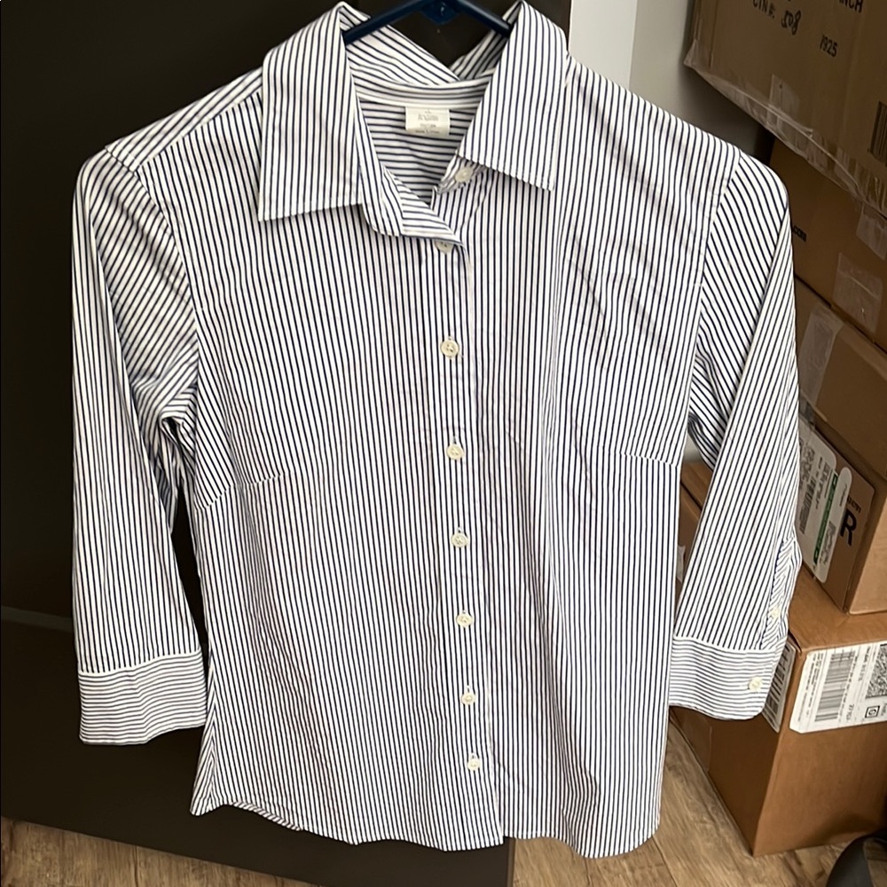 J.Crew Navy Striped Cotton Shirt